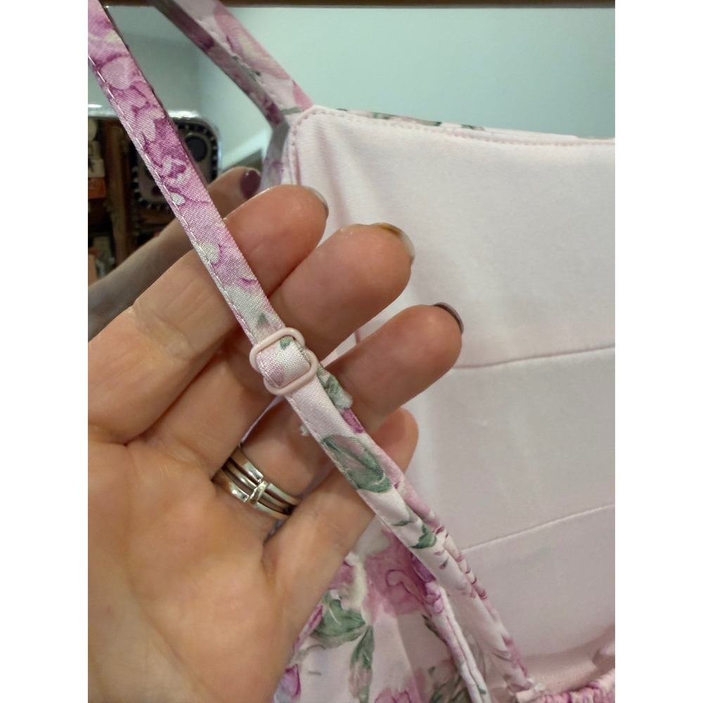 Altar State Pink Floral Print Square Neck Tie Back Mini Dress XS Bow Tie Back - Picture 8 of 9